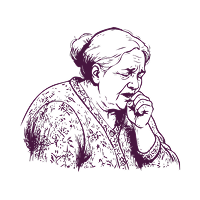 Illustration of a person coughing representing COPD exacerbations and increased risk of premature mortality.
