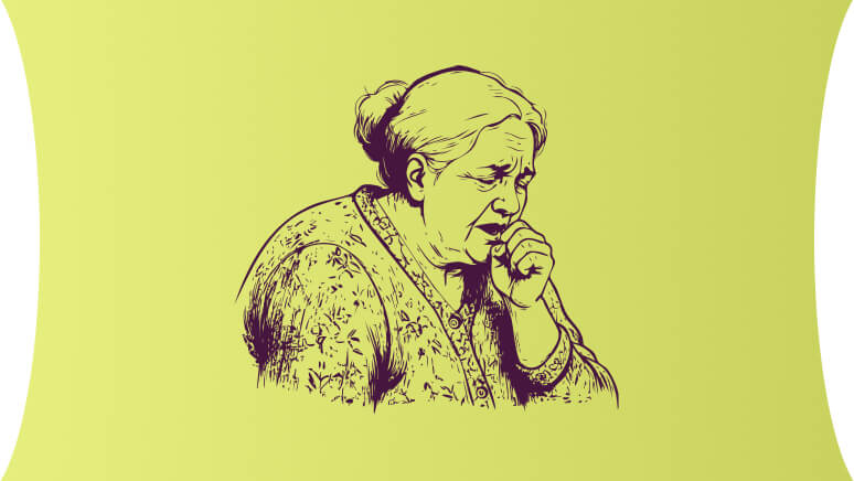 Illustration of a person coughing representing the impact of smoking on the IL-33 pathway in patients with chronic obstructive pulmonary disease (COPD).